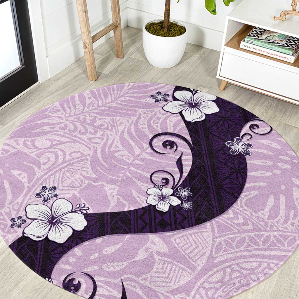 Polynesia Hibiscus Round Carpet Thistle Curve Motif LT05 Purple - Polynesian Pride