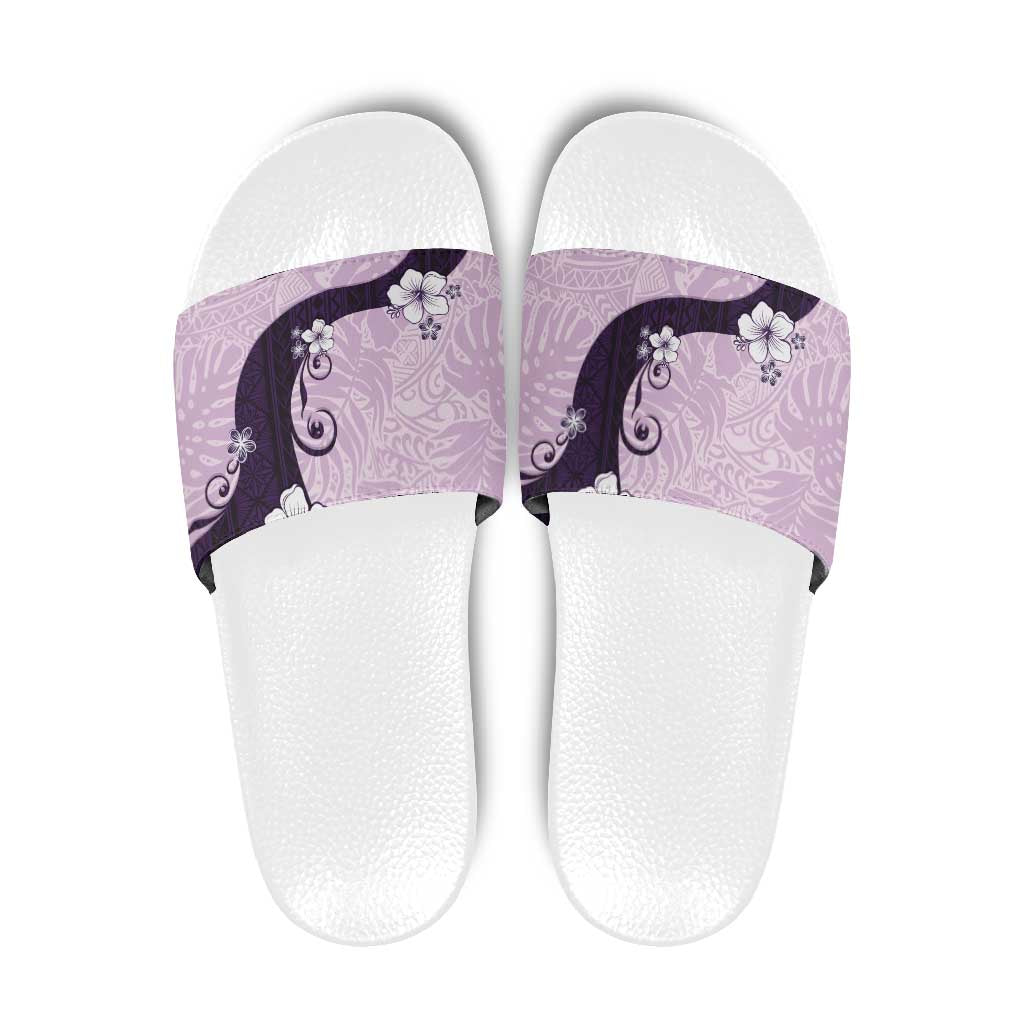 Polynesia Hibiscus Slide Sandals Thistle Curve Motif - Polynesian Pride
