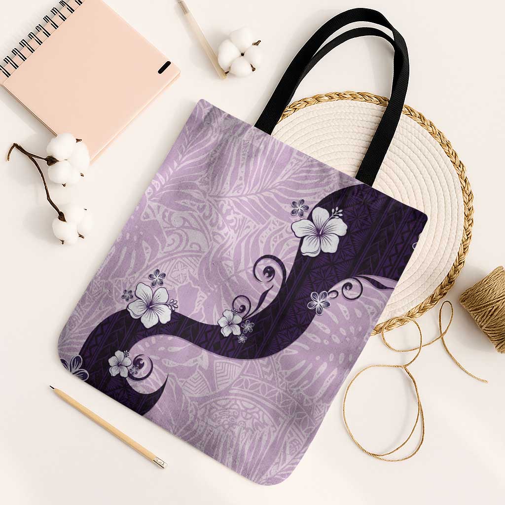 Polynesia Hibiscus Tote Bag Thistle Curve Motif LT05 Black Strap One Size Purple - Polynesian Pride