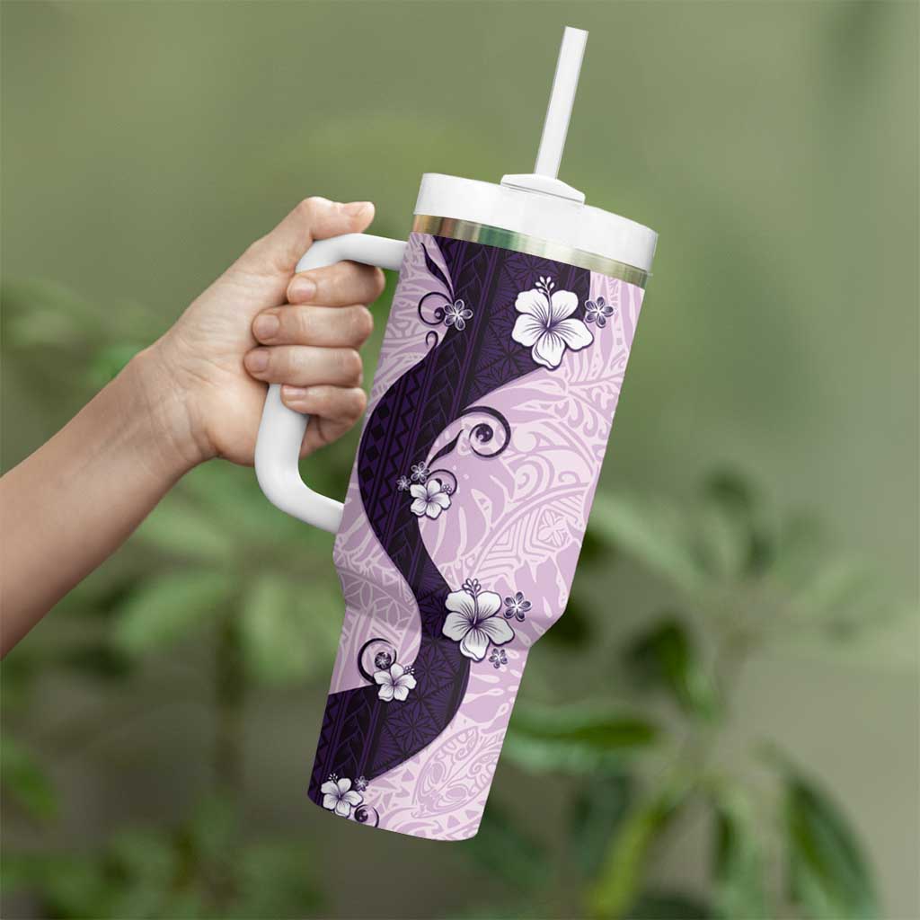 Polynesia Hibiscus Tumbler With Handle Thistle Curve Motif - Polynesian Pride