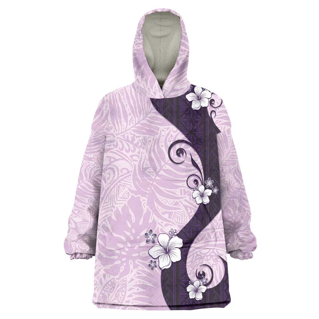 Polynesia Hibiscus Wearable Blanket Hoodie Thistle Curve Motif LT05 One Size Purple - Polynesian Pride