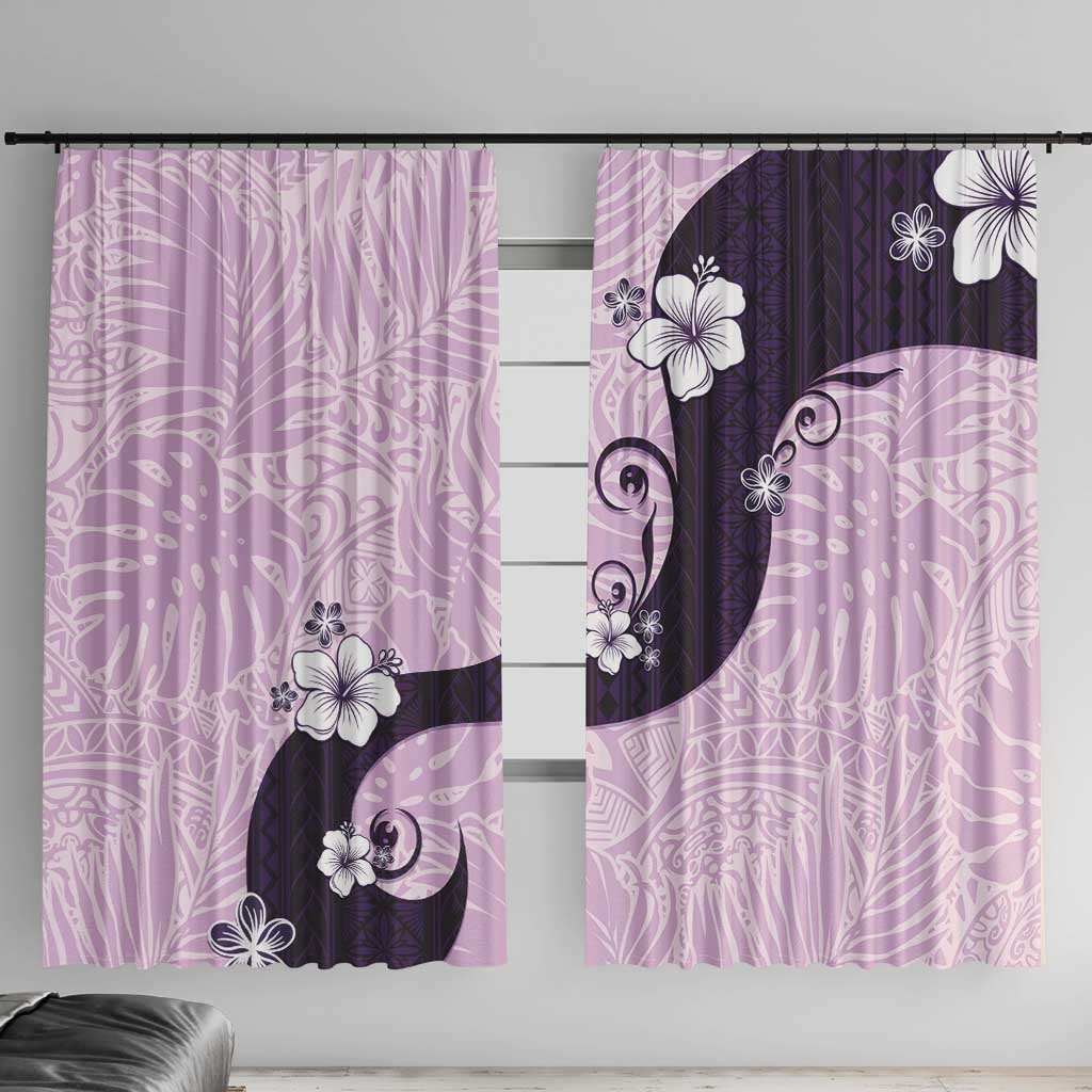 Polynesia Hibiscus Window Curtain Thistle Curve Motif LT05 With Hooks Purple - Polynesian Pride