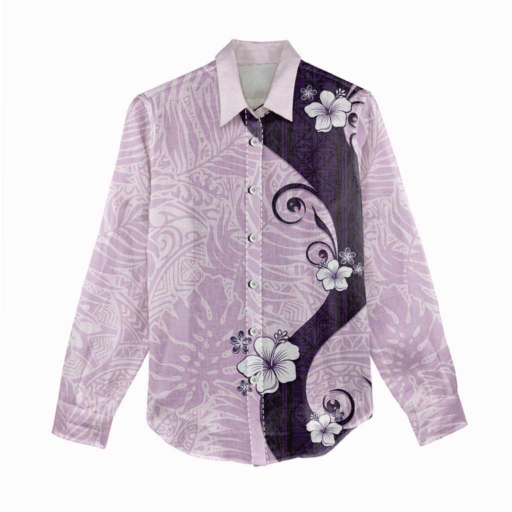 Polynesia Hibiscus Women Casual Shirt Thistle Curve Motif - Polynesian Pride