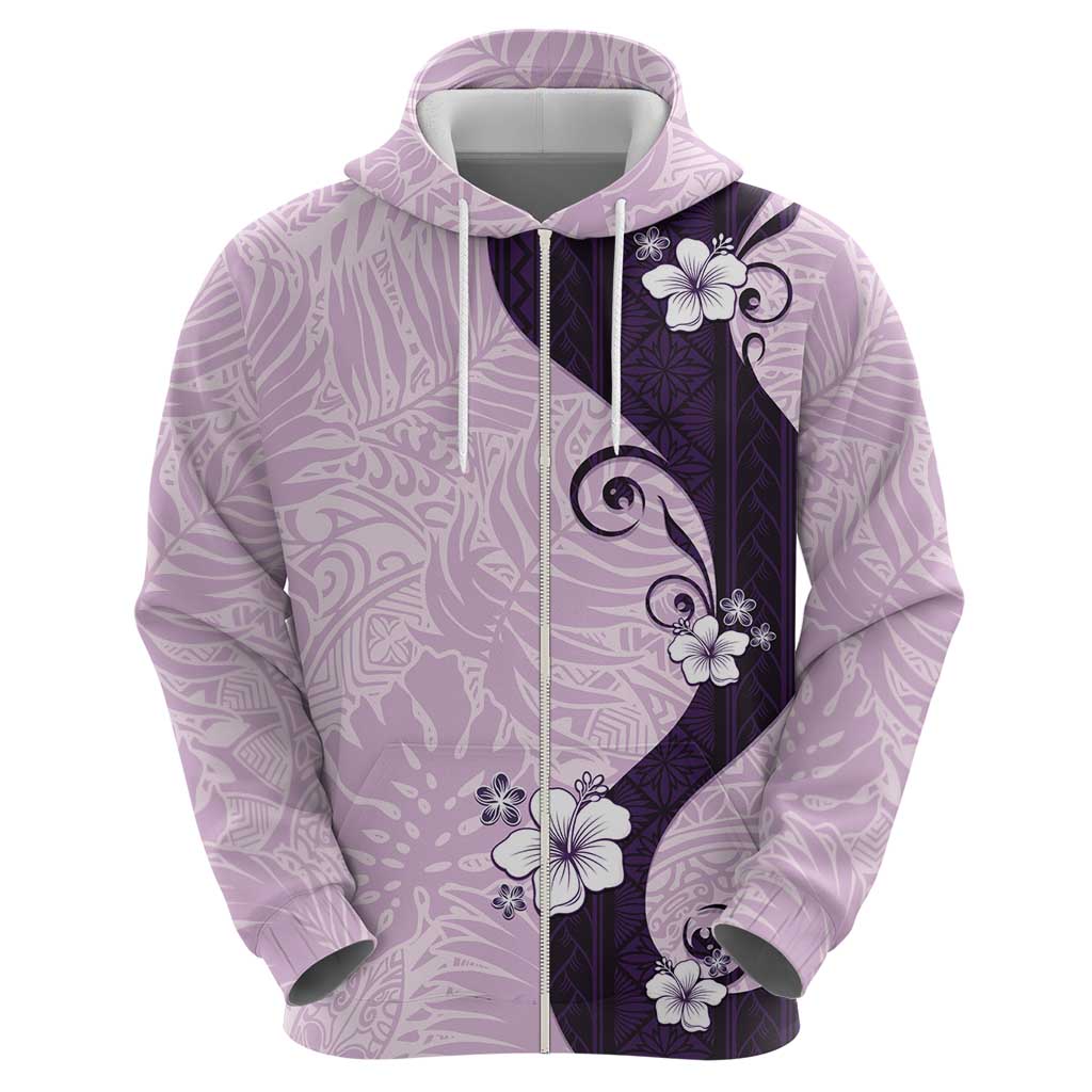 Polynesia Hibiscus Zip Hoodie Thistle Curve Motif - Polynesian Pride