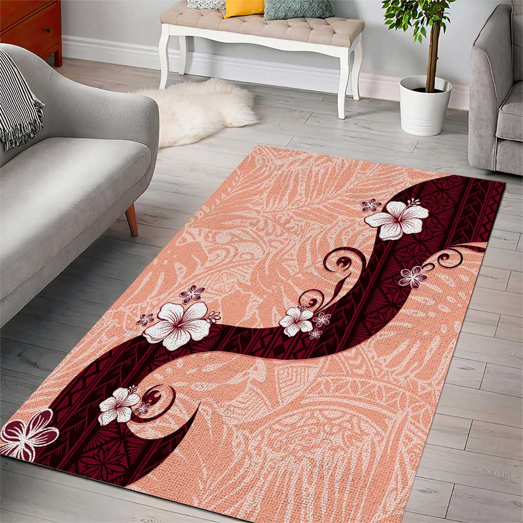 Polynesia Hibiscus Area Rug Rose Bud Curve Motif - Polynesian Pride