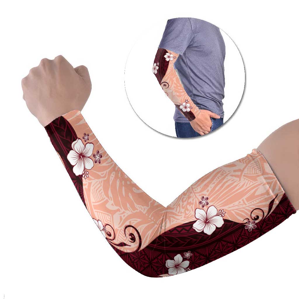 Polynesia Hibiscus Arm Sleeves Rose Bud Curve Motif LT05 Set of 2 Red - Polynesian Pride