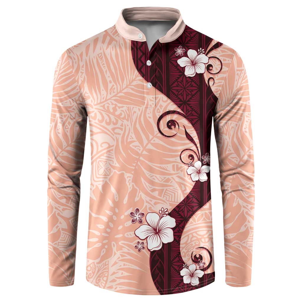 Polynesia Hibiscus Button Sweatshirt Rose Bud Curve Motif - Polynesian Pride