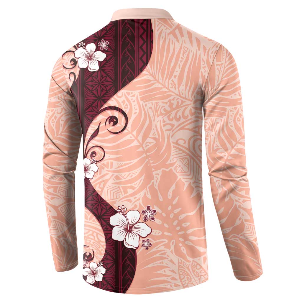 Polynesia Hibiscus Button Sweatshirt Rose Bud Curve Motif - Polynesian Pride