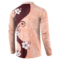 Polynesia Hibiscus Button Sweatshirt Rose Bud Curve Motif - Polynesian Pride