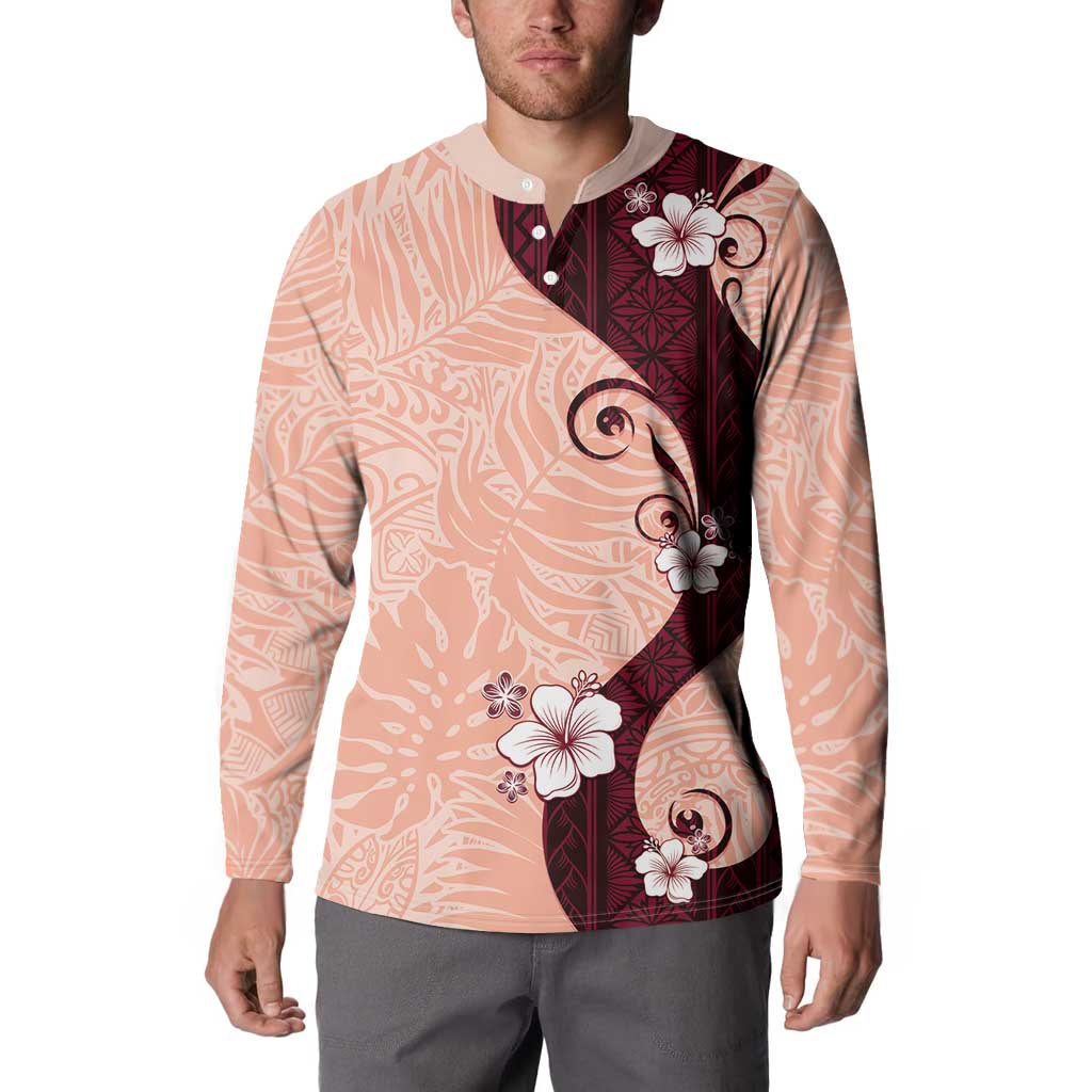 Polynesia Hibiscus Button Sweatshirt Rose Bud Curve Motif - Polynesian Pride