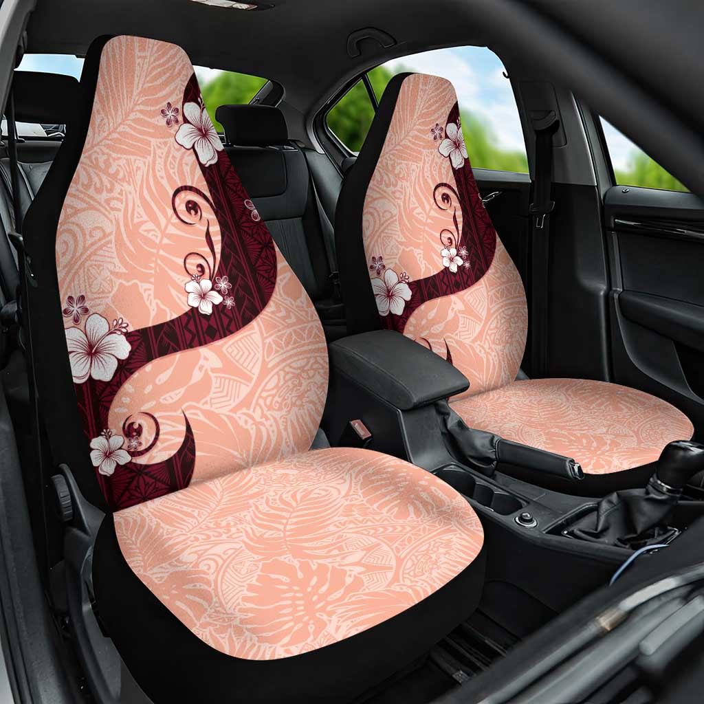 Polynesia Hibiscus Car Seat Cover Rose Bud Curve Motif LT05 One Size Red - Polynesian Pride