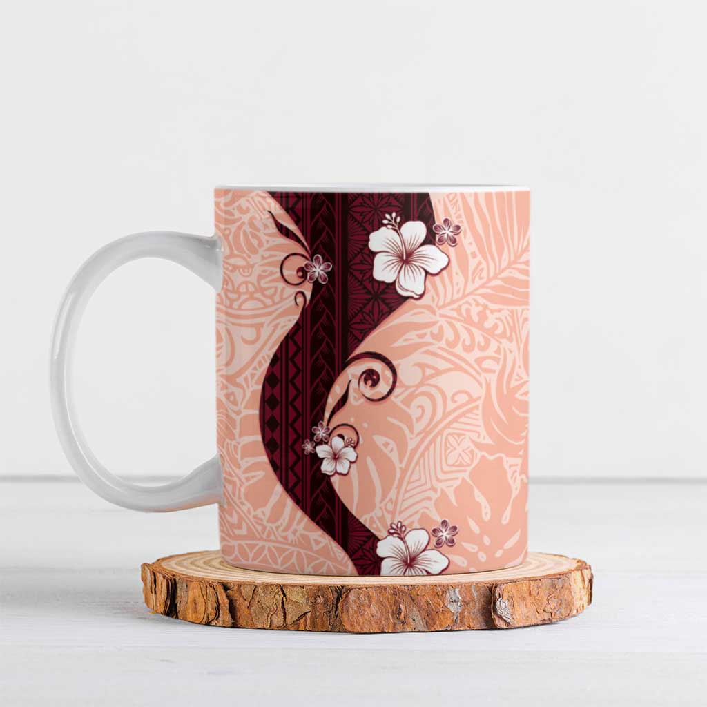 Polynesia Hibiscus Ceramic Mug Rose Bud Curve Motif - Polynesian Pride