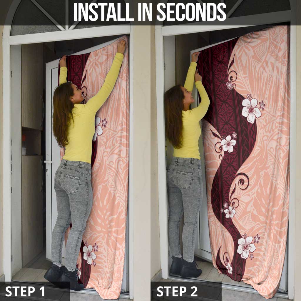 Polynesia Hibiscus Door Cover Rose Bud Curve Motif - Polynesian Pride