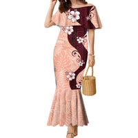 Polynesia Hibiscus Family Matching Mermaid Dress and Hawaiian Shirt Rose Bud Curve Motif - Polynesian Pride