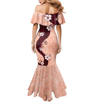 Polynesia Hibiscus Family Matching Mermaid Dress and Hawaiian Shirt Rose Bud Curve Motif - Polynesian Pride