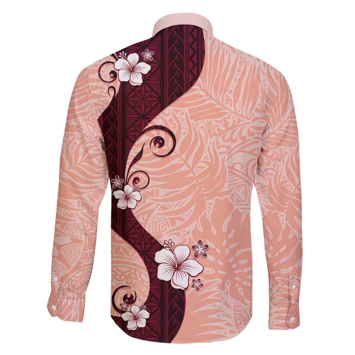 Polynesia Hibiscus Family Matching Off The Shoulder Long Sleeve Dress and Hawaiian Shirt Rose Bud Curve Motif - Polynesian Pride