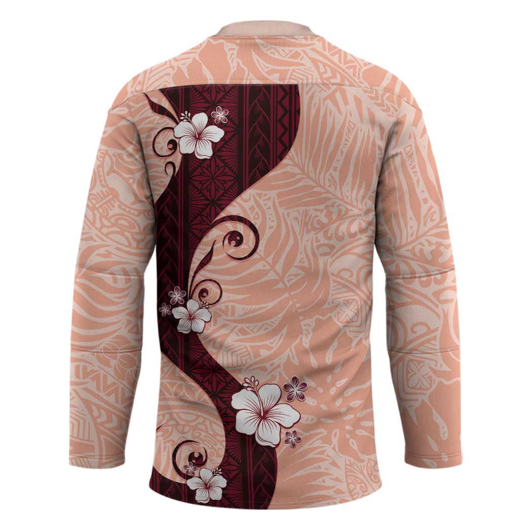 Polynesia Hibiscus Hockey Jersey Rose Bud Curve Motif - Polynesian Pride
