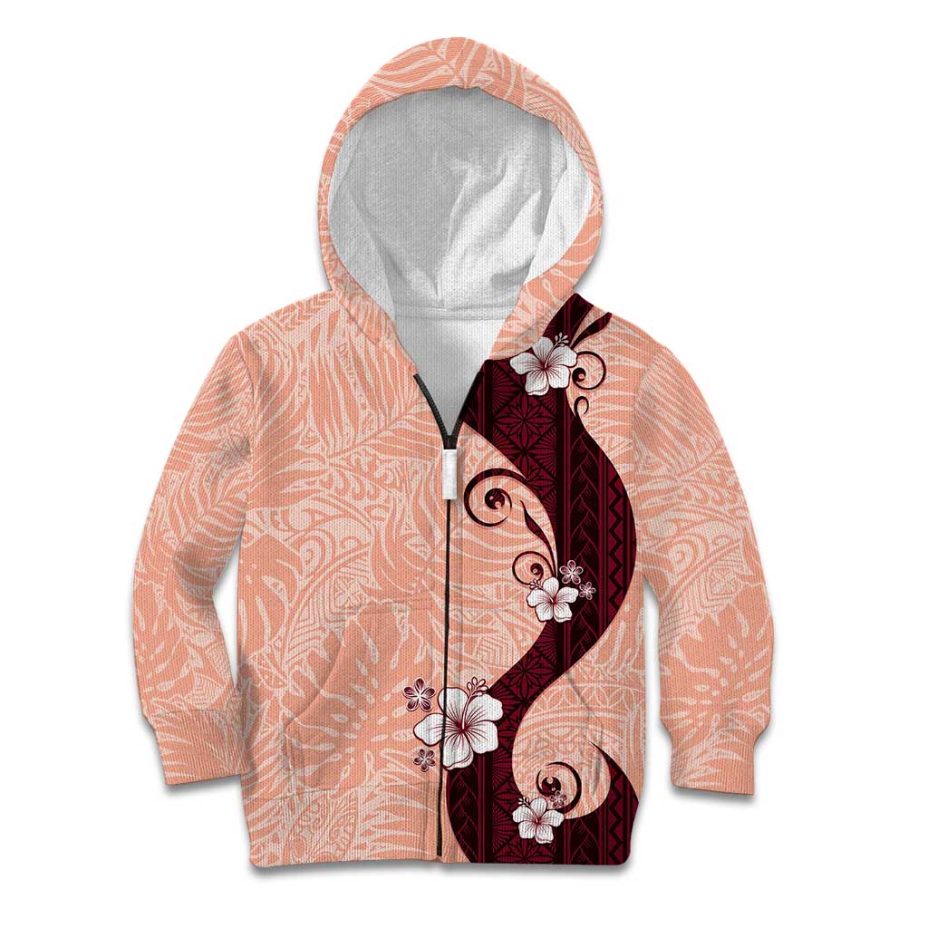 Polynesia Hibiscus Kid Hoodie Rose Bud Curve Motif - Polynesian Pride