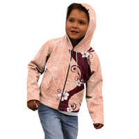 Polynesia Hibiscus Kid Hoodie Rose Bud Curve Motif - Polynesian Pride