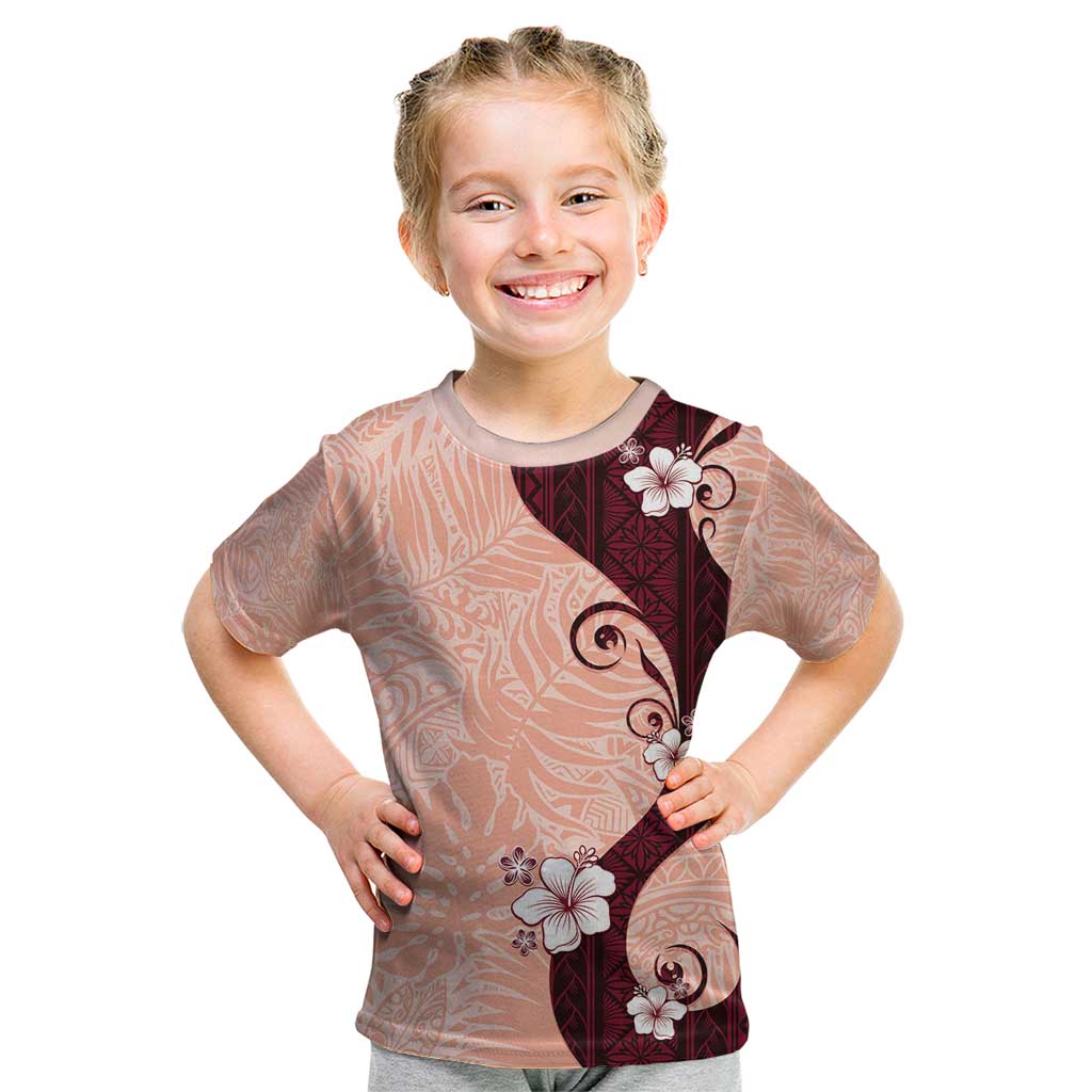 Polynesia Hibiscus Kid T Shirt Rose Bud Curve Motif LT05 Red - Polynesian Pride
