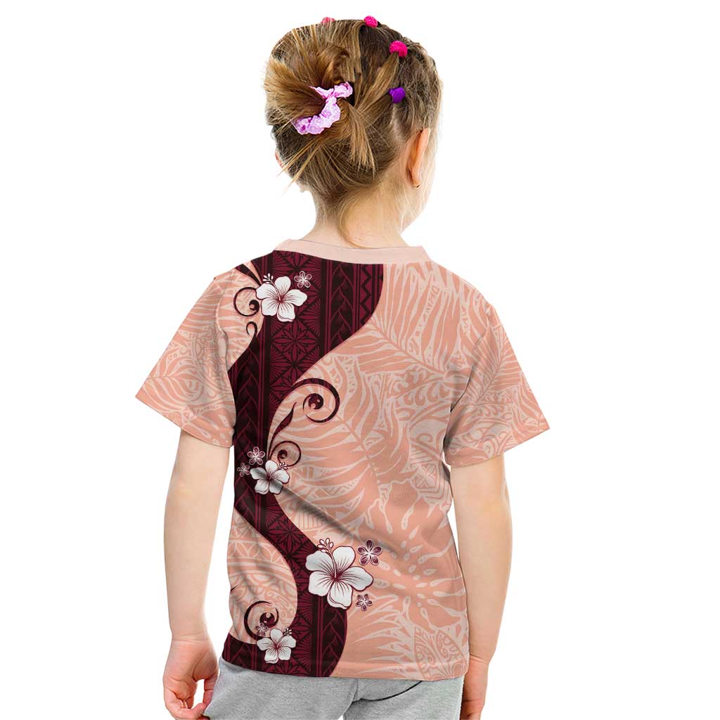Polynesia Hibiscus Kid T Shirt Rose Bud Curve Motif - Polynesian Pride