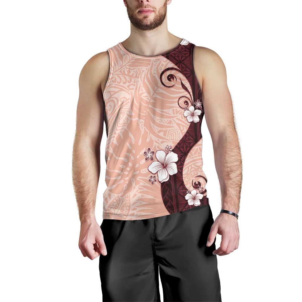 Polynesia Hibiscus Men Tank Top Rose Bud Curve Motif - Polynesian Pride