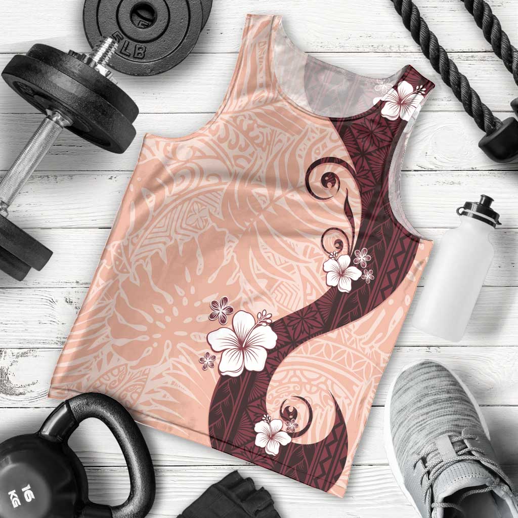 Polynesia Hibiscus Men Tank Top Rose Bud Curve Motif - Polynesian Pride