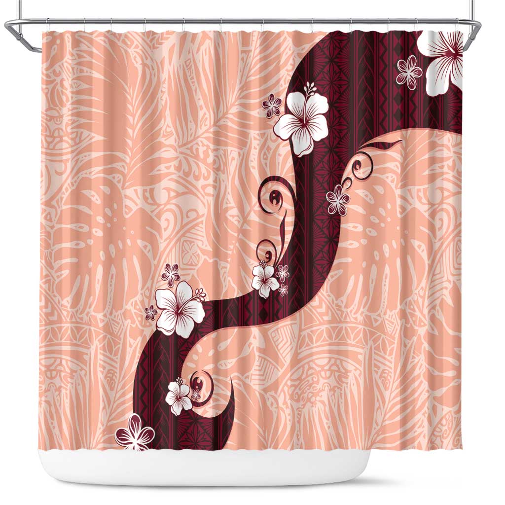 Polynesia Hibiscus Shower Curtain Rose Bud Curve Motif LT05 Red - Polynesian Pride