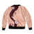Polynesia Hibiscus Sleeve Zip Bomber Jacket Rose Bud Curve Motif - Polynesian Pride