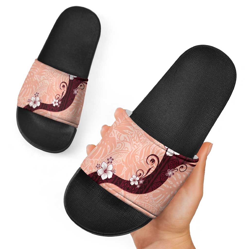 Polynesia Hibiscus Slide Sandals Rose Bud Curve Motif - Polynesian Pride