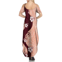 Polynesia Hibiscus Summer Maxi Dress Rose Bud Curve Motif - Polynesian Pride
