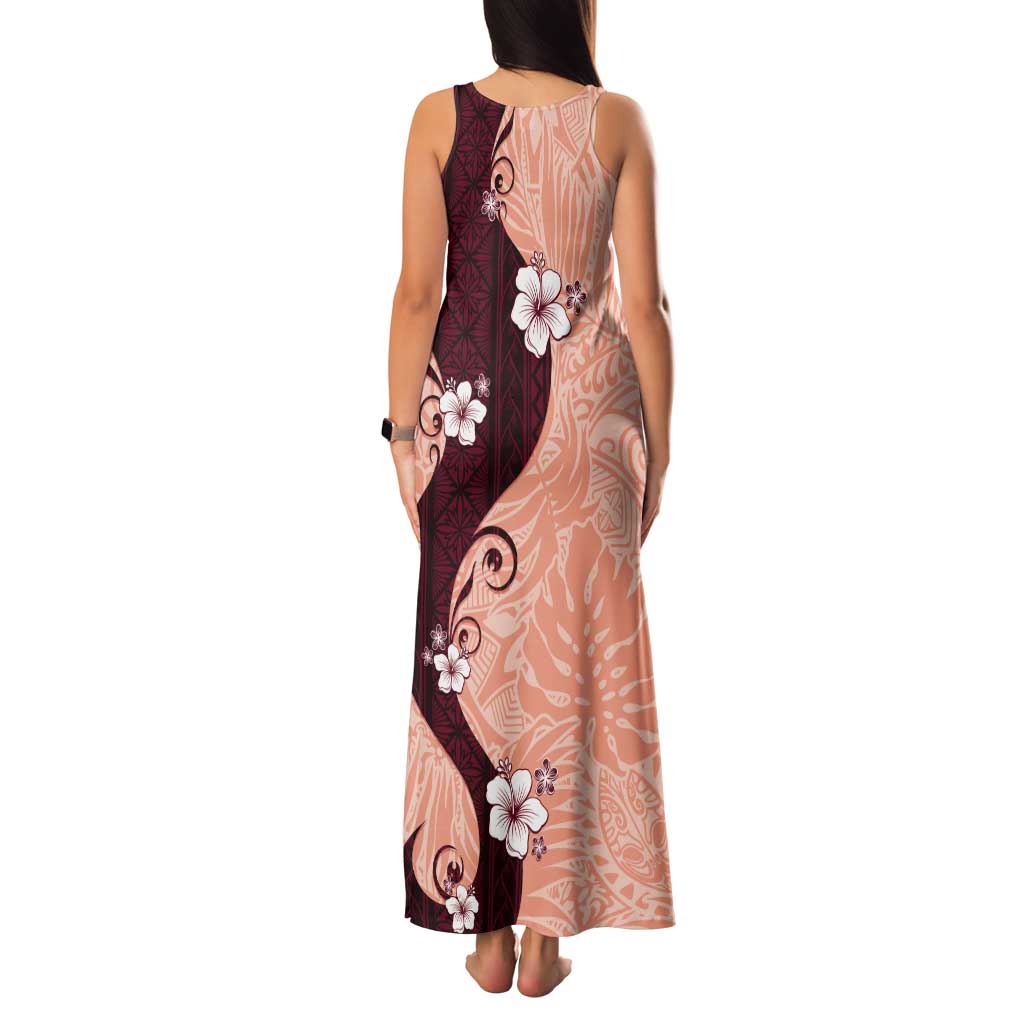 Polynesia Hibiscus Tank Maxi Dress Rose Bud Curve Motif - Polynesian Pride