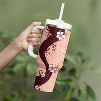 Polynesia Hibiscus Tumbler With Handle Rose Bud Curve Motif - Polynesian Pride