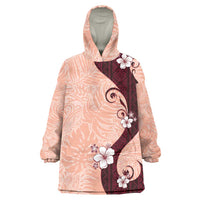 Polynesia Hibiscus Wearable Blanket Hoodie Rose Bud Curve Motif - Polynesian Pride