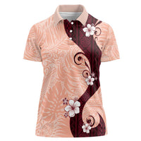Polynesia Hibiscus Women Polo Shirt Rose Bud Curve Motif - Polynesian Pride