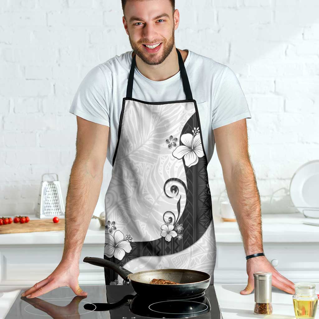 Polynesia Hibiscus Apron White Curve Motif - Polynesian Pride