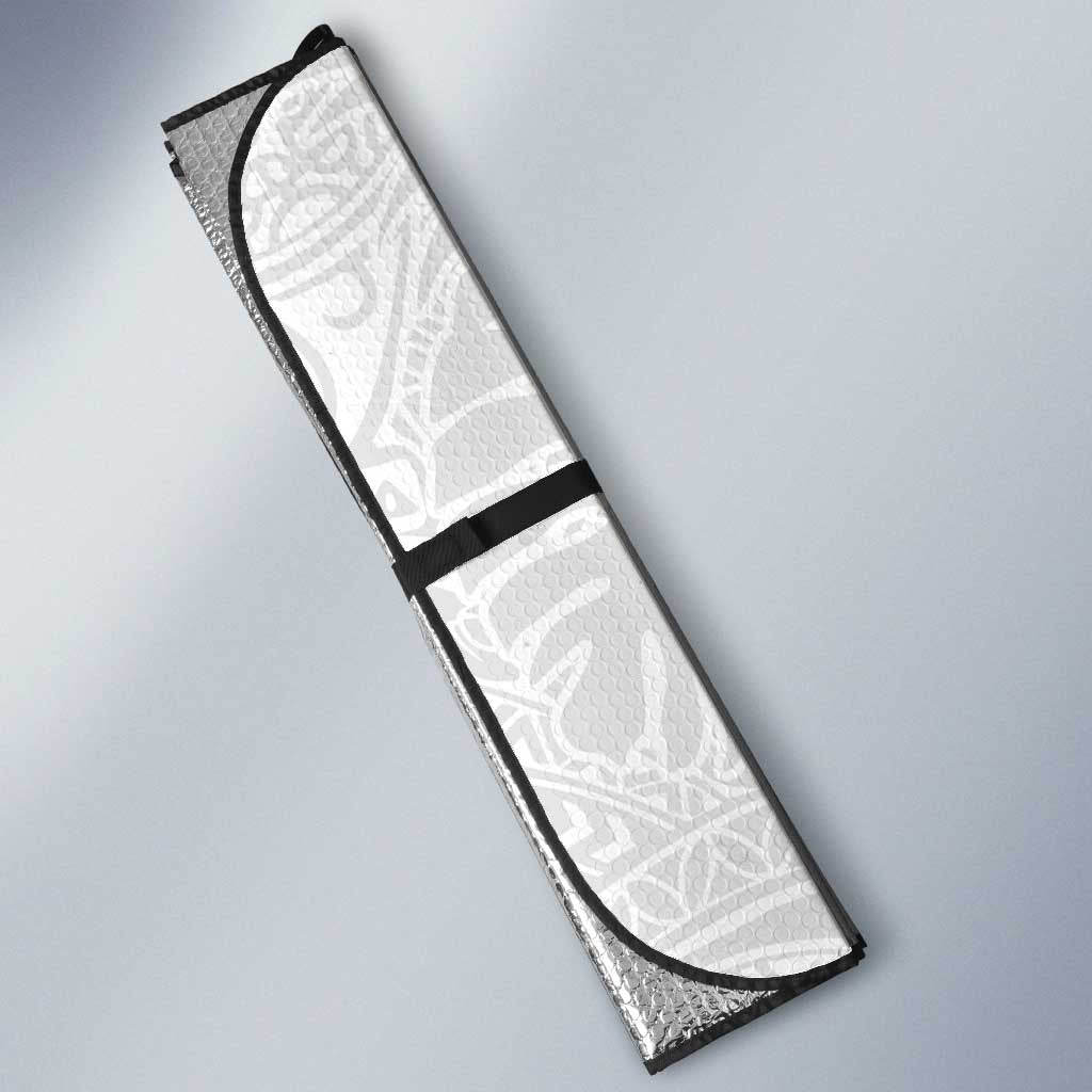 Polynesia Hibiscus Auto Sun Shade White Curve Motif - Polynesian Pride
