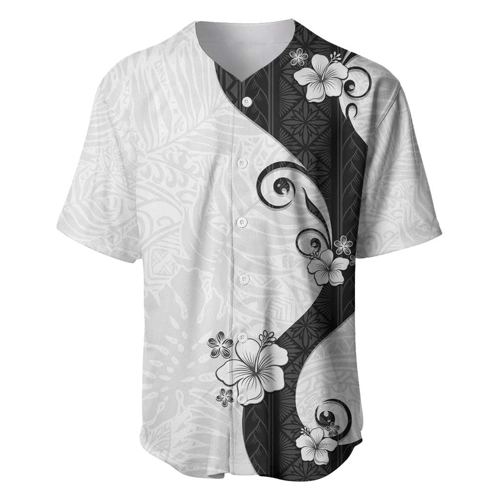 Polynesia Hibiscus Baseball Jersey White Curve Motif - Polynesian Pride