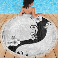 Polynesia Hibiscus Beach Blanket White Curve Motif - Polynesian Pride