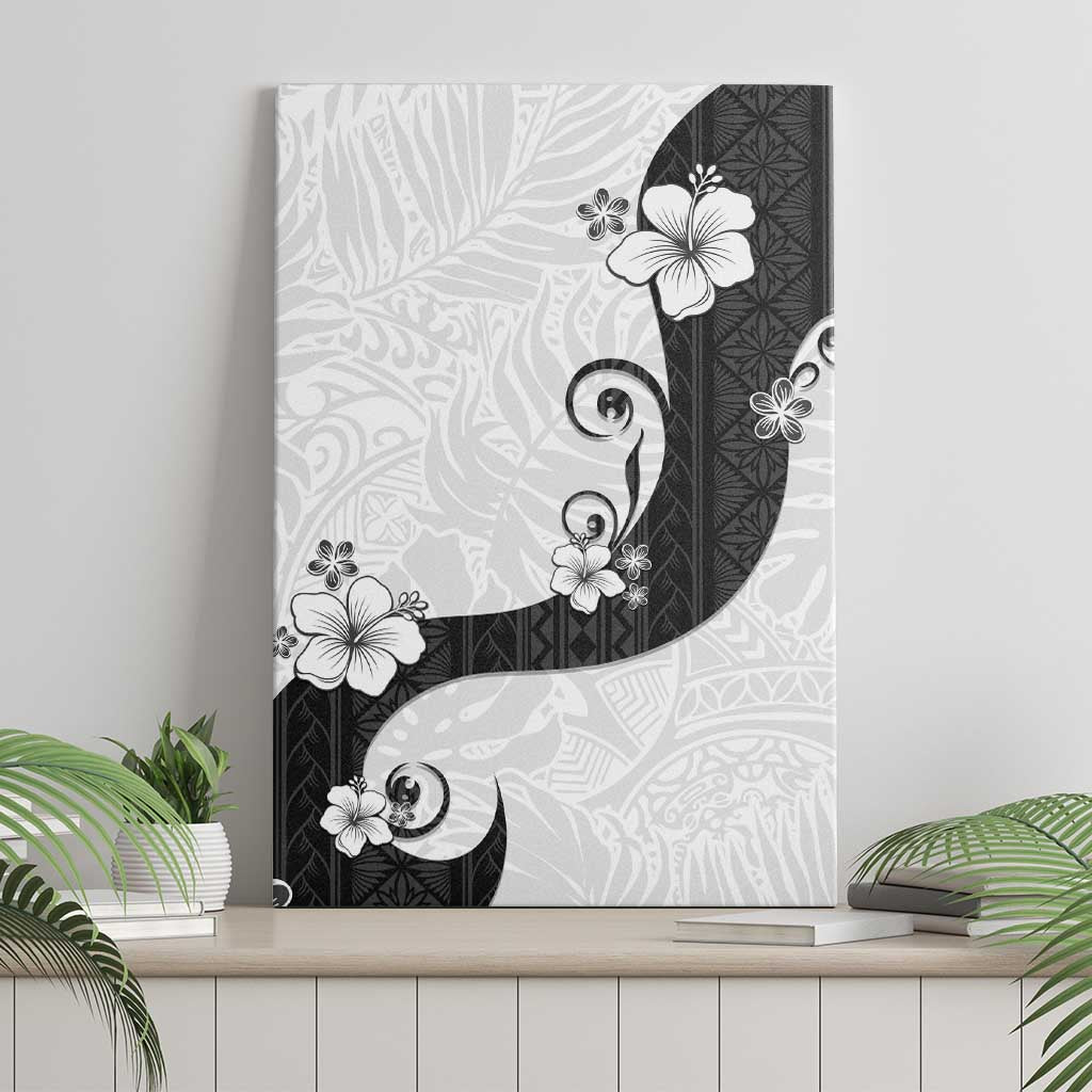 Polynesia Hibiscus Canvas Wall Art White Curve Motif - Polynesian Pride