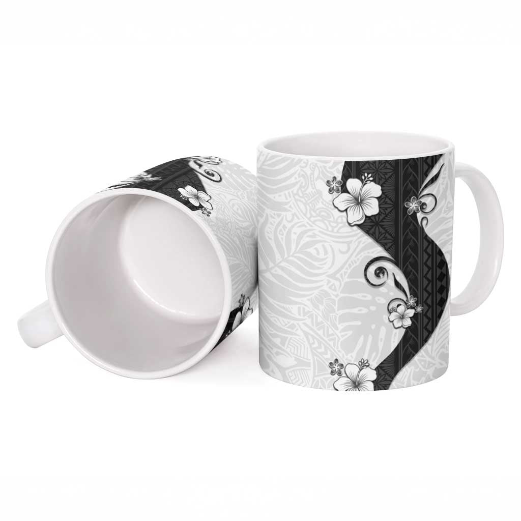 Polynesia Hibiscus Ceramic Mug White Curve Motif - Polynesian Pride