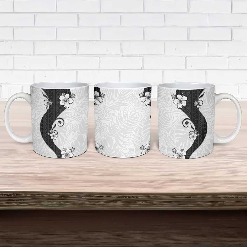 Polynesia Hibiscus Ceramic Mug White Curve Motif - Polynesian Pride