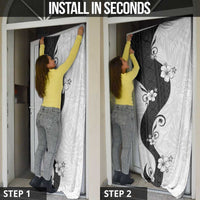 Polynesia Hibiscus Door Cover White Curve Motif - Polynesian Pride