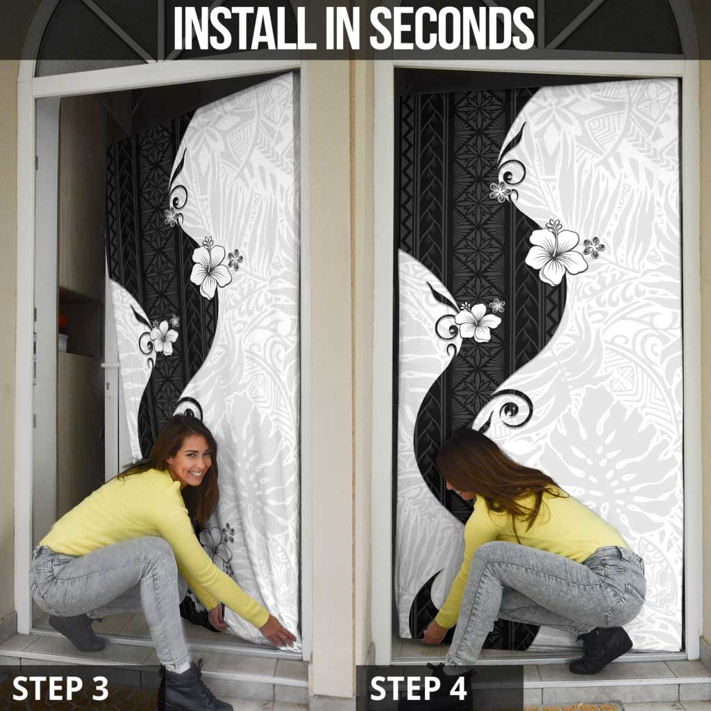 Polynesia Hibiscus Door Cover White Curve Motif - Polynesian Pride