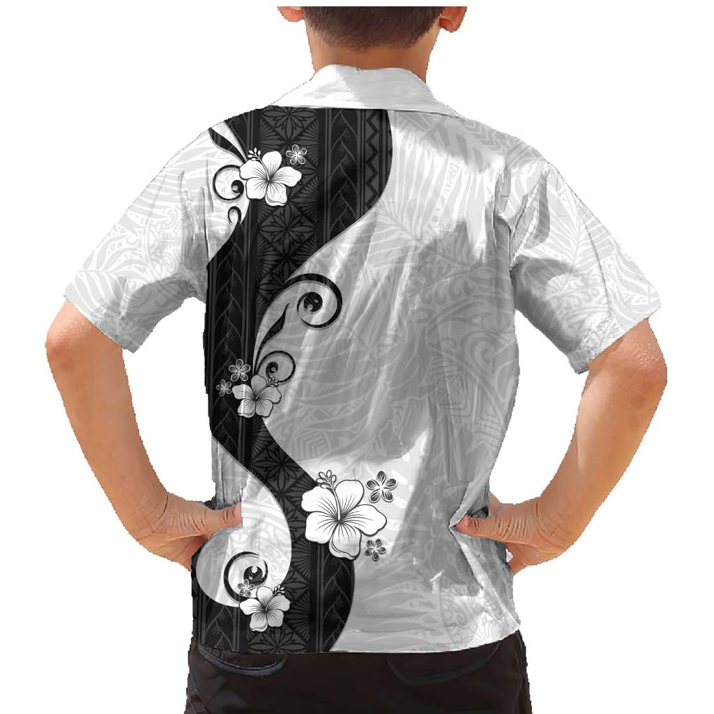 Polynesia Hibiscus Family Matching Mermaid Dress and Hawaiian Shirt White Curve Motif - Polynesian Pride