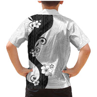 Polynesia Hibiscus Family Matching Mermaid Dress and Hawaiian Shirt White Curve Motif - Polynesian Pride