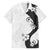 Polynesia Hibiscus Family Matching Off Shoulder Short Dress and Hawaiian Shirt White Curve Motif - Polynesian Pride