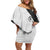 Polynesia Hibiscus Family Matching Off Shoulder Short Dress and Hawaiian Shirt White Curve Motif - Polynesian Pride