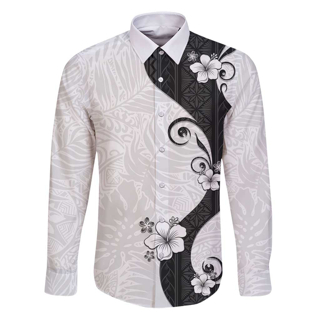 Polynesia Hibiscus Family Matching Puletasi and Hawaiian Shirt White Curve Motif - Polynesian Pride