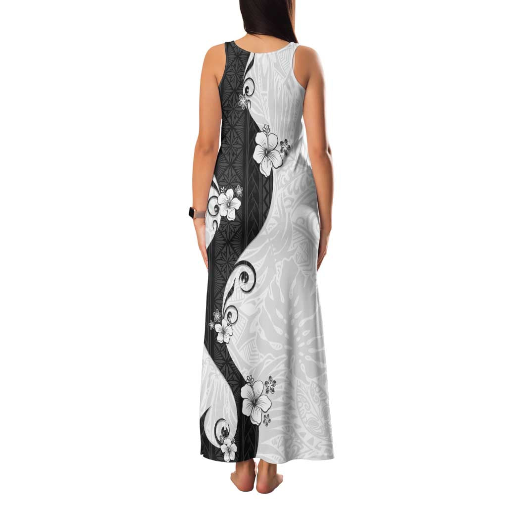 Polynesia Hibiscus Family Matching Tank Maxi Dress and Hawaiian Shirt White Curve Motif - Polynesian Pride